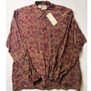 Vintage Mirrors of Krizia 100% Silk Blouse Womens US L IT 44 NWT Made in Italy
